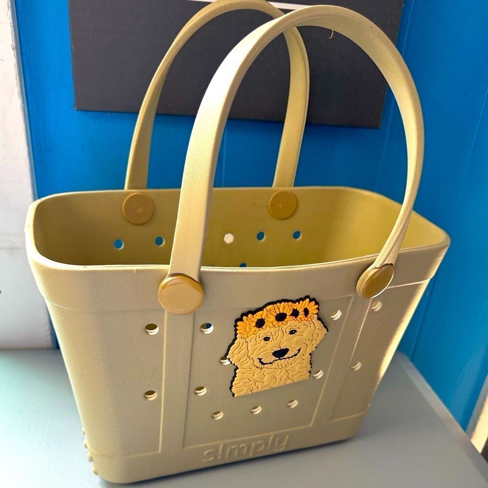 Simply Beige Tote Bag with Beach Life Sticker - Picture 3 of 4